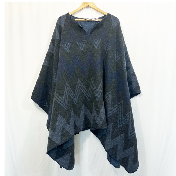 Rhonda Stark Sweaters - Rhonda Stark Wool Blend Aztec Western Poncho Coat